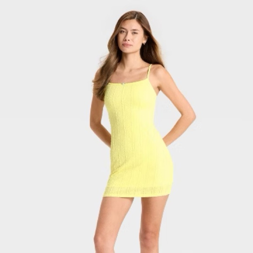 D252 NWT Wild Fable Rosette Lace Slip Mini Bodycon Dress - Size: XL‎